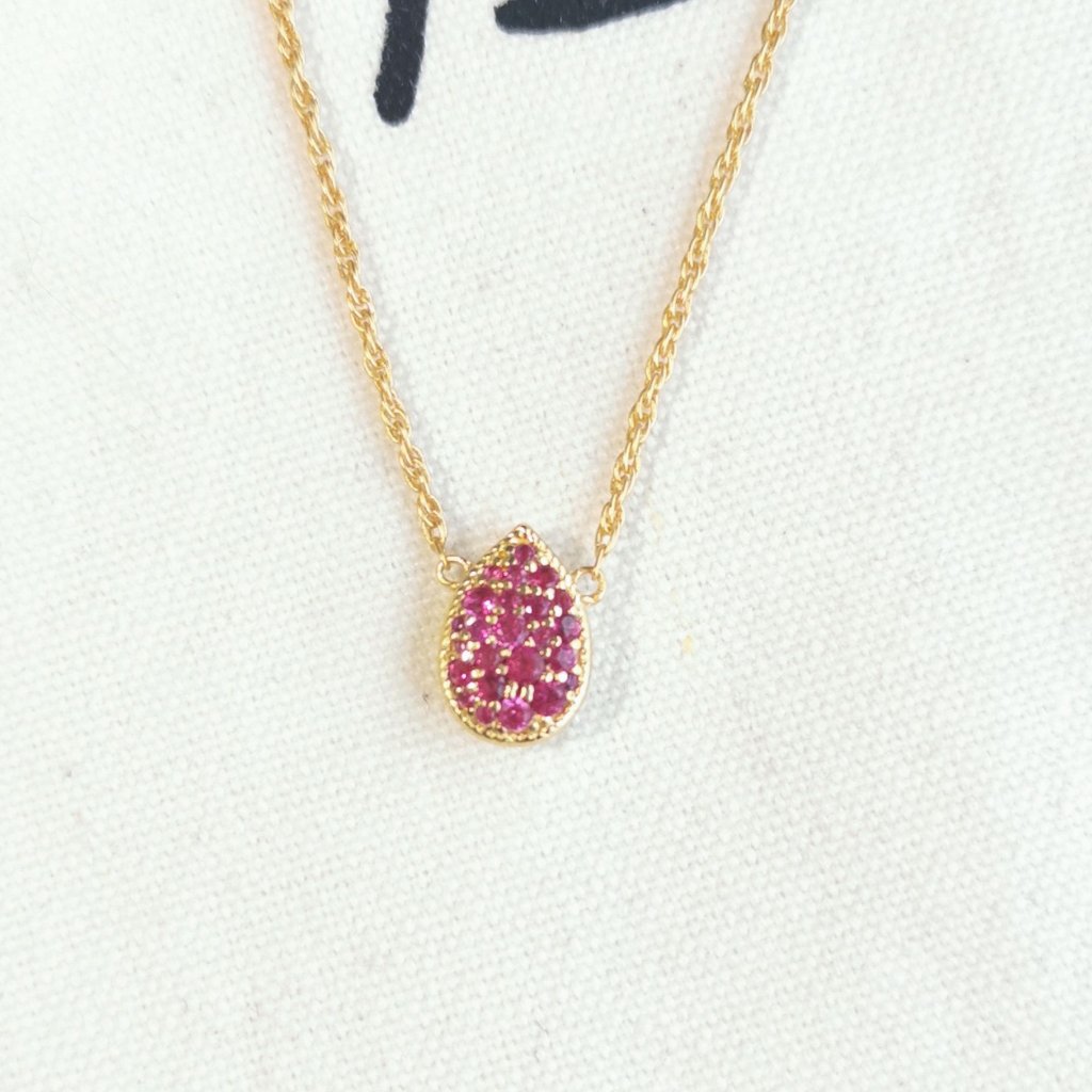 Julie Vos Necklace - Pav Teardrop - Pink Tourmaline Gold 80$